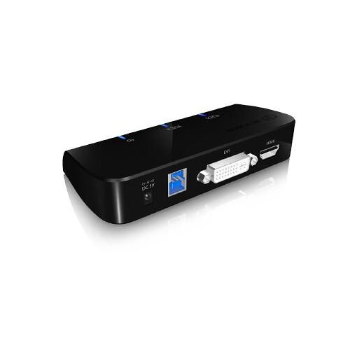 Icy Box IB-DK402 avec fil USB 3.2 Gen 1 (3.1 Gen 1) Type A Noir