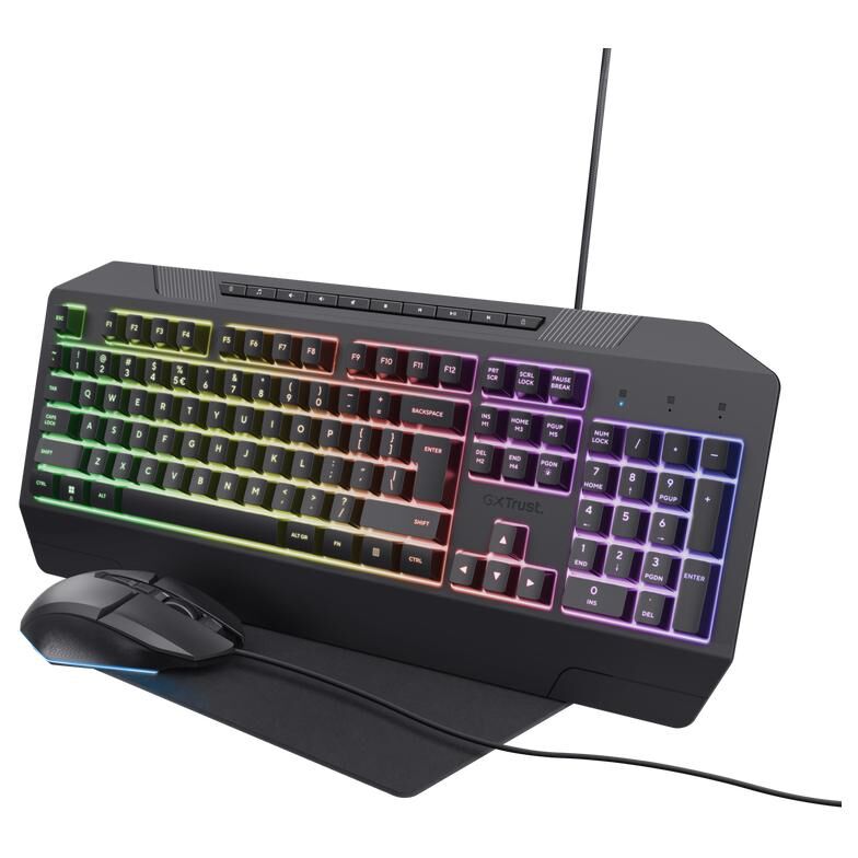 Set de teclado y ratón de juego Trust, USB QWERTY, Negro