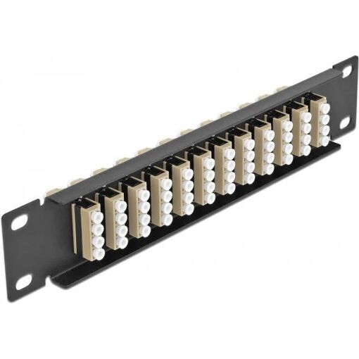Delock 48-Port LC MM Patch Panel, Black and Beige, 1U, 25.4 cm (10")