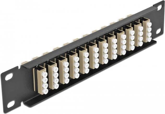 Delock 48-Port LC MM Patch Panel, Black and Beige, 1U, 25.4 cm (10")