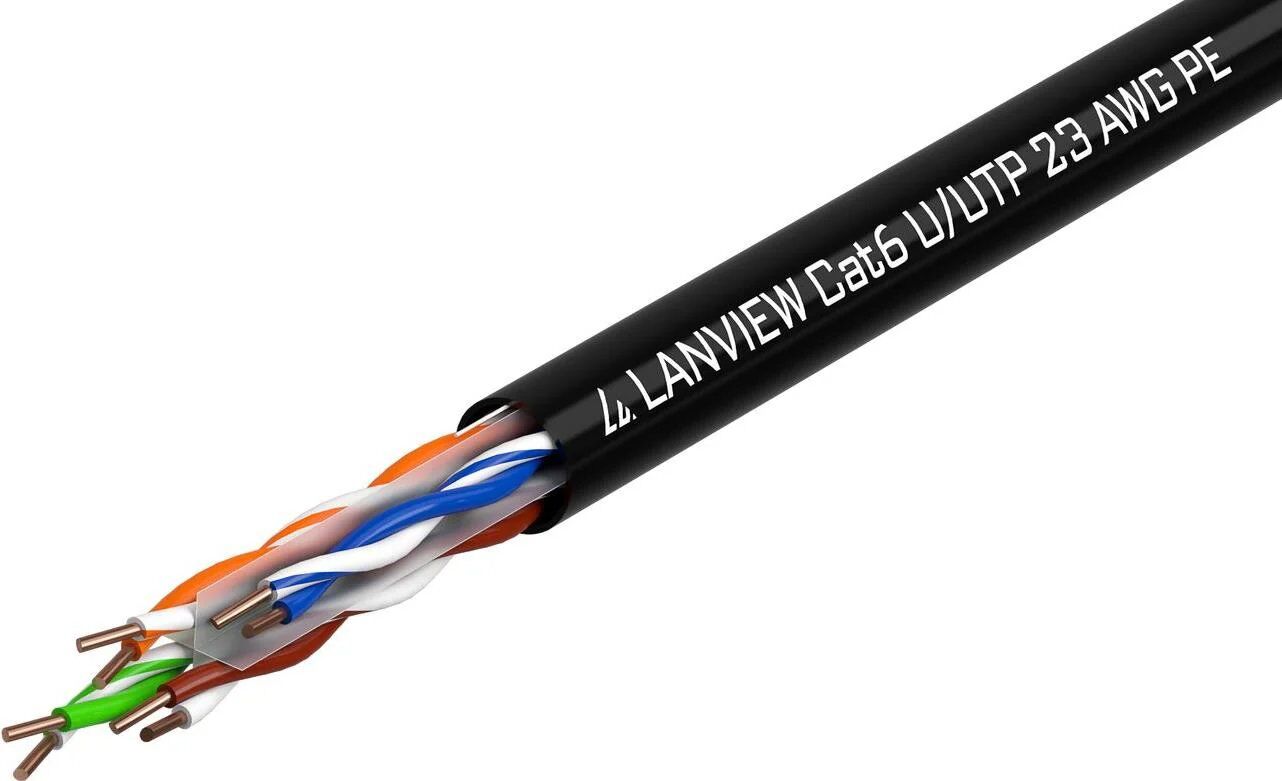 Lanview Cat6 U/UTP Ethernet Cable, 305m, Black (LVN122151)