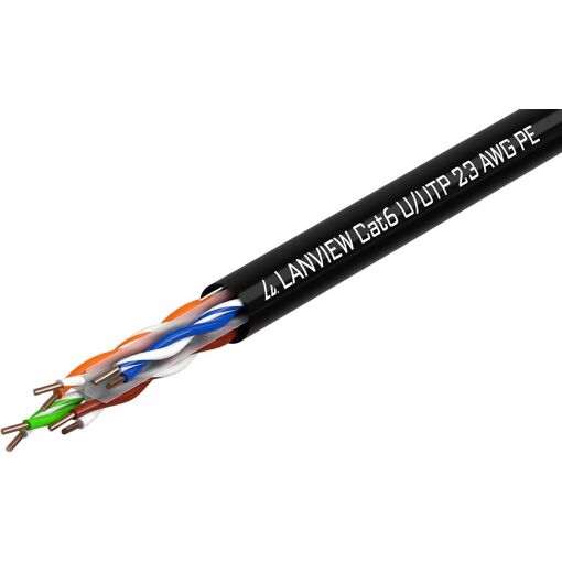 Lanview Cat6 U/UTP Ethernet Cable, 305m, Black (LVN122151)
