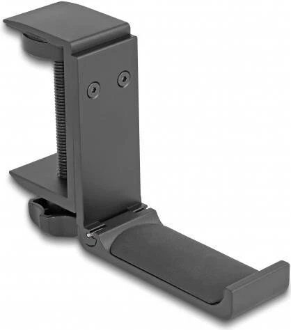 Delock Adjustable Headphone Holder (Black, Aluminum) - Model 18449