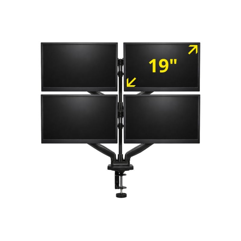 MonsieurCyberman 19-Inch Quad Screen PC Monitor Set with Desk Stand