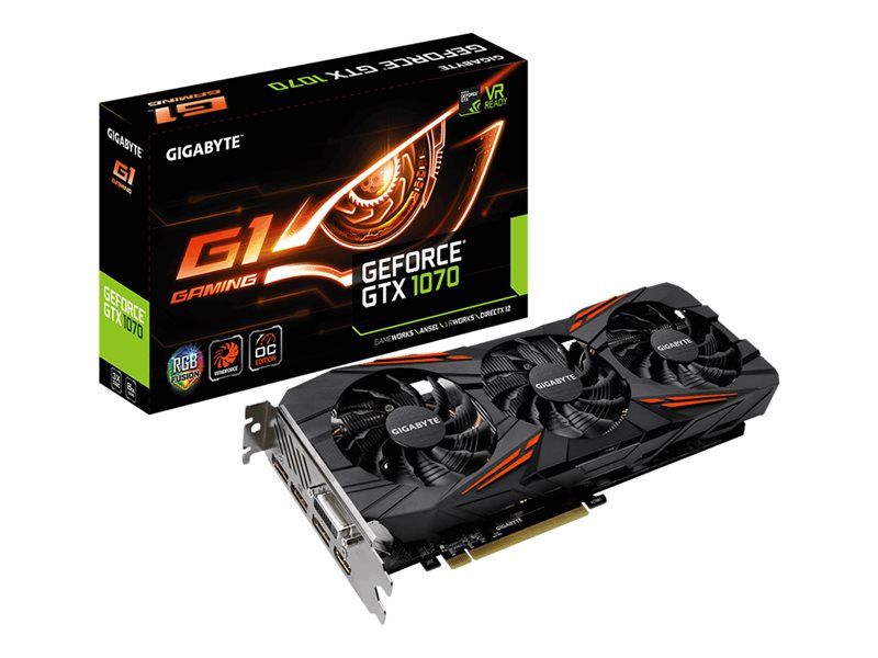 Gigabyte GeForce GTX 1070 G1 Gaming 8G (rev. 2.0) - OC Edition Graphics Card - 8GB GDDR5 - PCIe 3.0 x16 - DVI, HDMI, 3x DisplayPort
