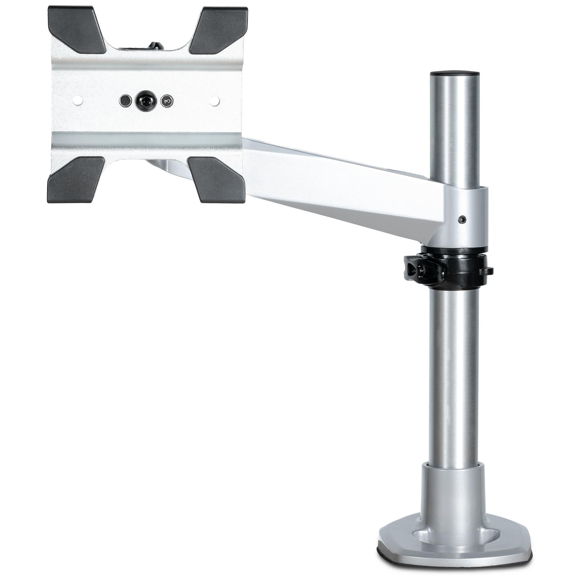 Soporte para monitor ajustable en altura StarTech.com - Brazo articulado premium plateado para 1 pantalla plana/curva/ultra ancha o Apple iMac/Thunderbolt hasta 49" (14kg) - Gancho/ojal
