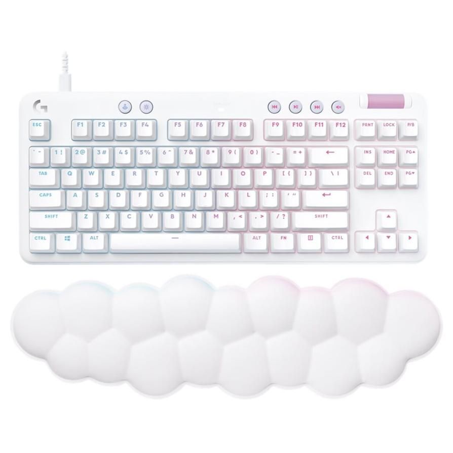 Logitech G713 Wireless Keyboard - Backlit - USB - QWERTY - US International - Linear Switch - White
