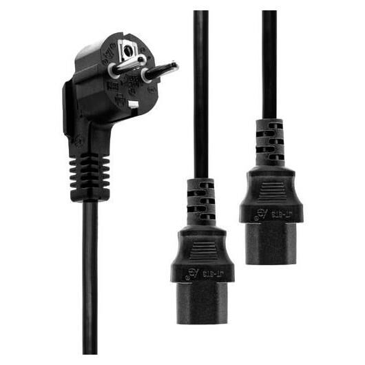 MicroConnect PE011318 Power Cable, 1.8m, E+F Plug to 2x C13 Coupler