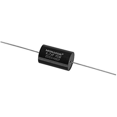 Monacor Speaker Capacitor, 250V, 4.7uF, Axial Construction, Black