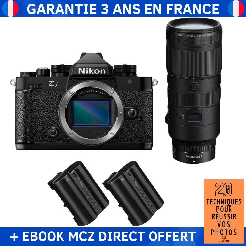 Nikon Zf + 70-200mm f/2.8 VR S Lens + 2 EN-EL15C Batteries + '20 Techniques for Successful Photos' Ebook - Hybrid Camera