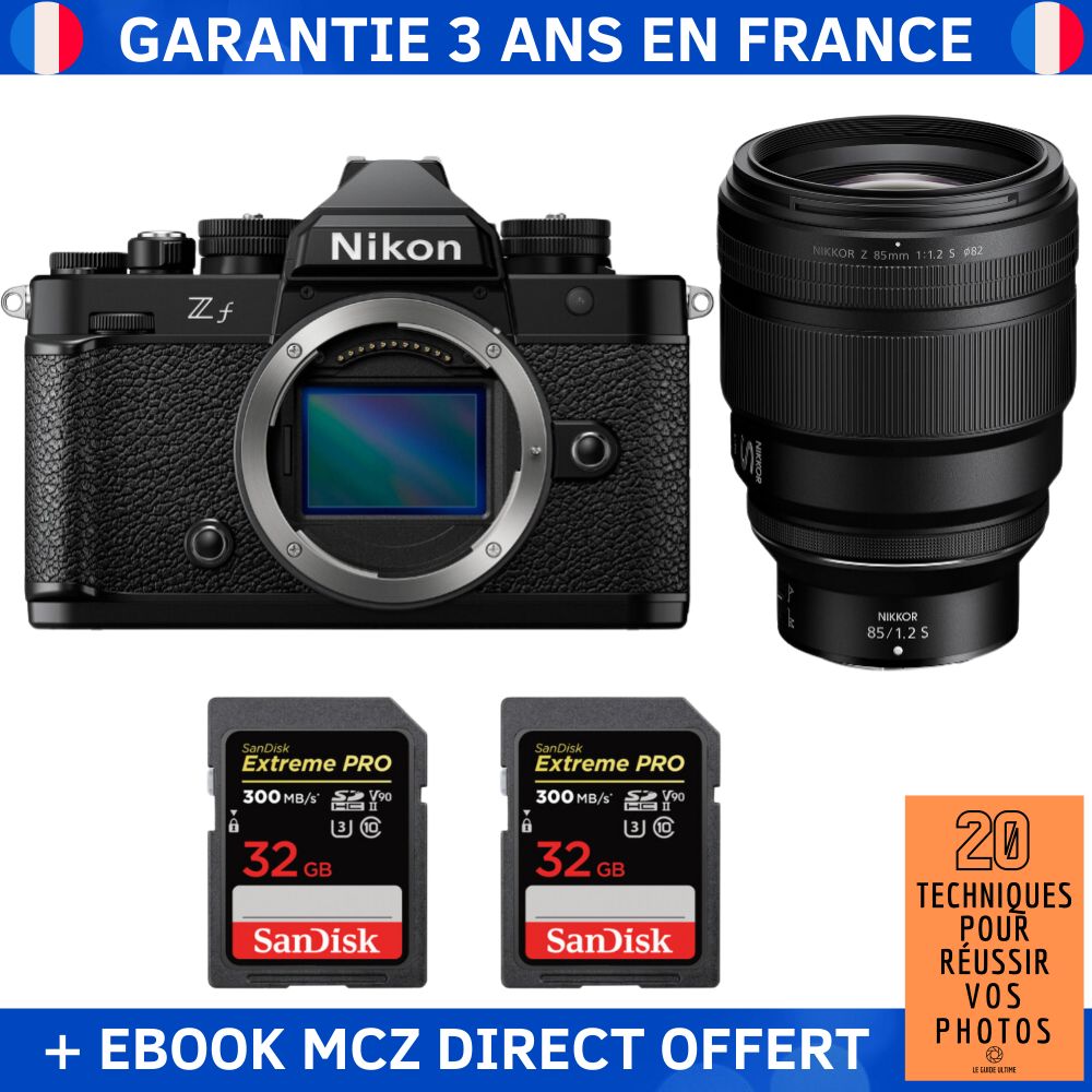 Nikon Zf + 85mm f/1.2 S Lens + 2x 32GB SanDisk Extreme PRO UHS-II SDXC Cards + '20 Techniques for Success in Photography' Ebook - Hybrid Camera