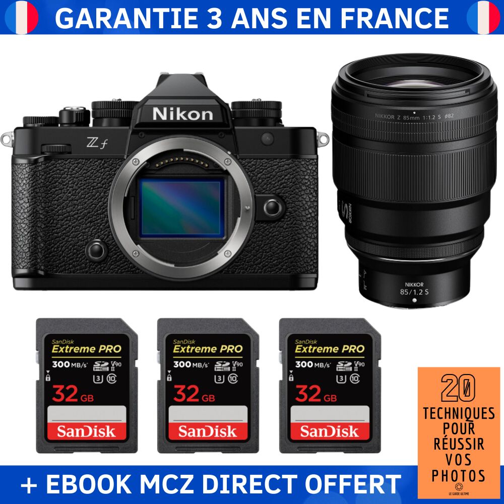Nikon Zf + 85mm f/1.2 S Lens + 3x 32GB SanDisk Extreme PRO UHS-II SDXC Cards + '20 Techniques for Success in Photography' Ebook - Hybrid Camera