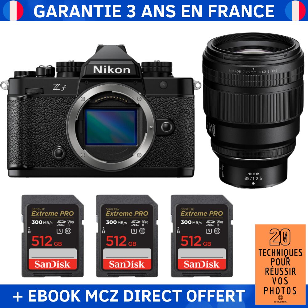 Nikon Zf + 85mm f/1.2 S Lens + 3x 512GB SanDisk Extreme PRO UHS-II SDXC Cards + '20 Techniques for Success in Photography' Ebook - Hybrid Camera