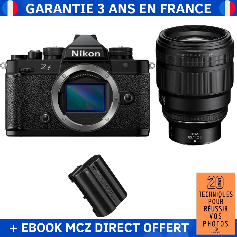 Nikon Zf + 85mm f/1.2 S Lens + 1 EN-EL15C Battery + '20 Techniques for Successful Photos' Ebook - Hybrid Camera