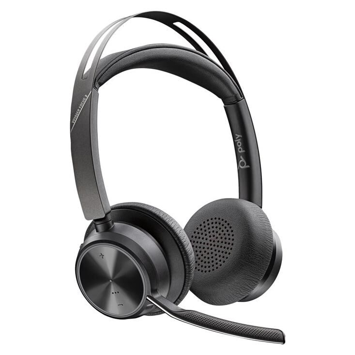 HP Poly Voyager Focus 2-M Bluetooth Headset - Over-Ear - Active Noise Cancelling - USB-C via Adapter - Black - Microsoft Teams Certified