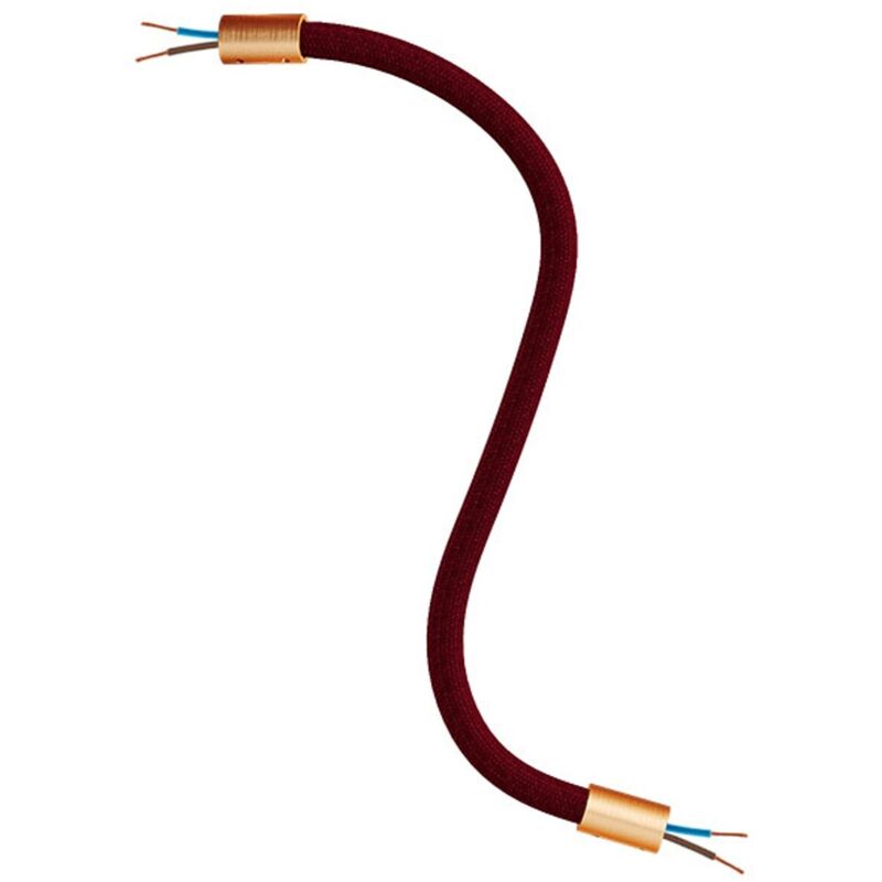Creative Cables Flex Kit - Bordeaux Fabric Extension Tube with Metal Ends - 30cm, Satin Copper