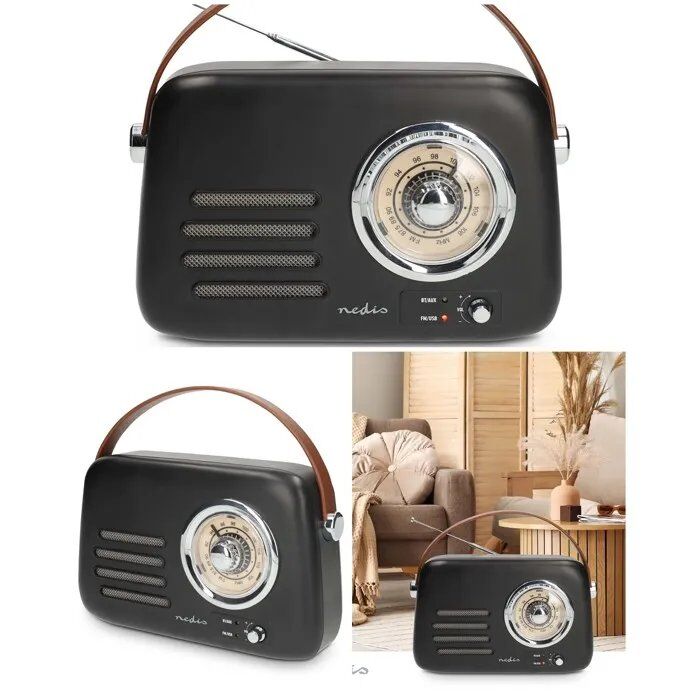 Nedis Retro FM Radio Bluetooth 5.3 - Black