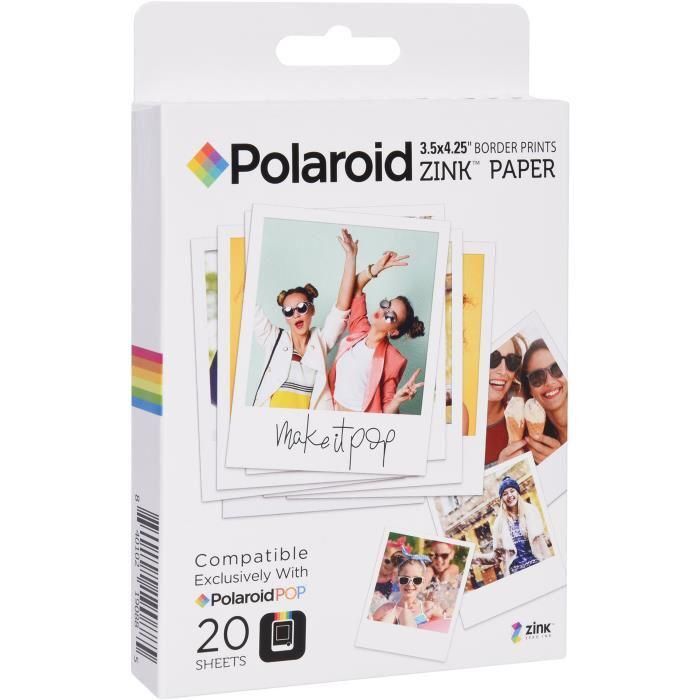Polaroid POP Premium ZINK Paper, 20 Sheets, 88.9x107.95mm