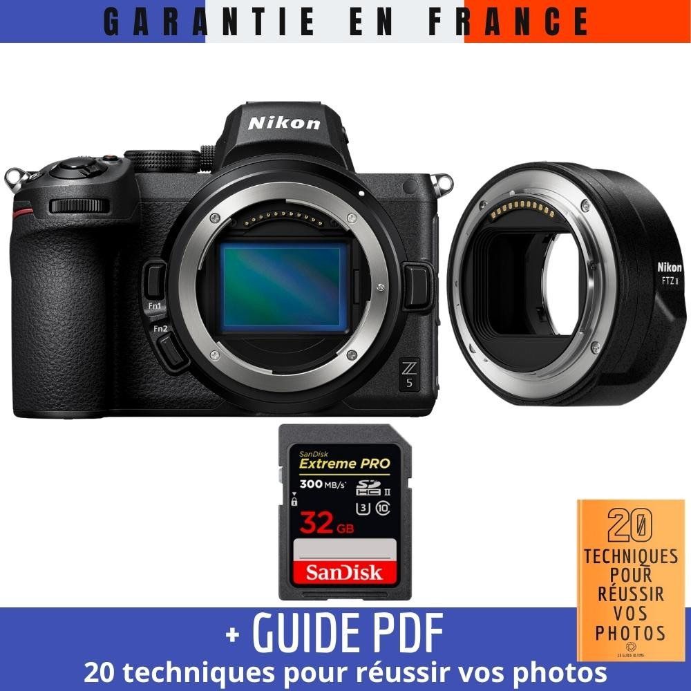 Nikon Z5 Nu + FTZ II + 1x 32GB SanDisk Extreme PRO UHS-II SDXC Card (300MB/s) + '20 TECHNIQUES POUR RÉUSSIR VOS PHOTOS' Guide