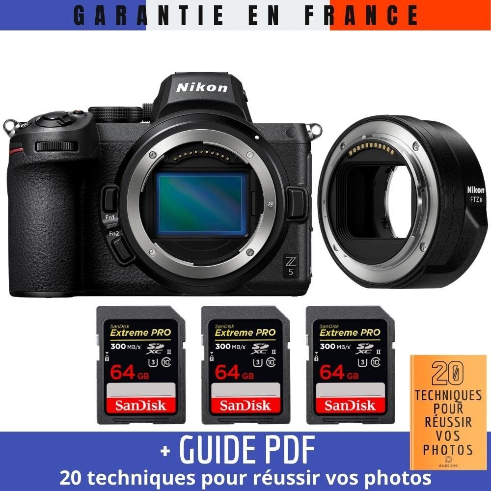 Nikon Z5 Nu + FTZ II + 3 SanDisk 64GB Extreme PRO UHS-II SDXC Memory Cards