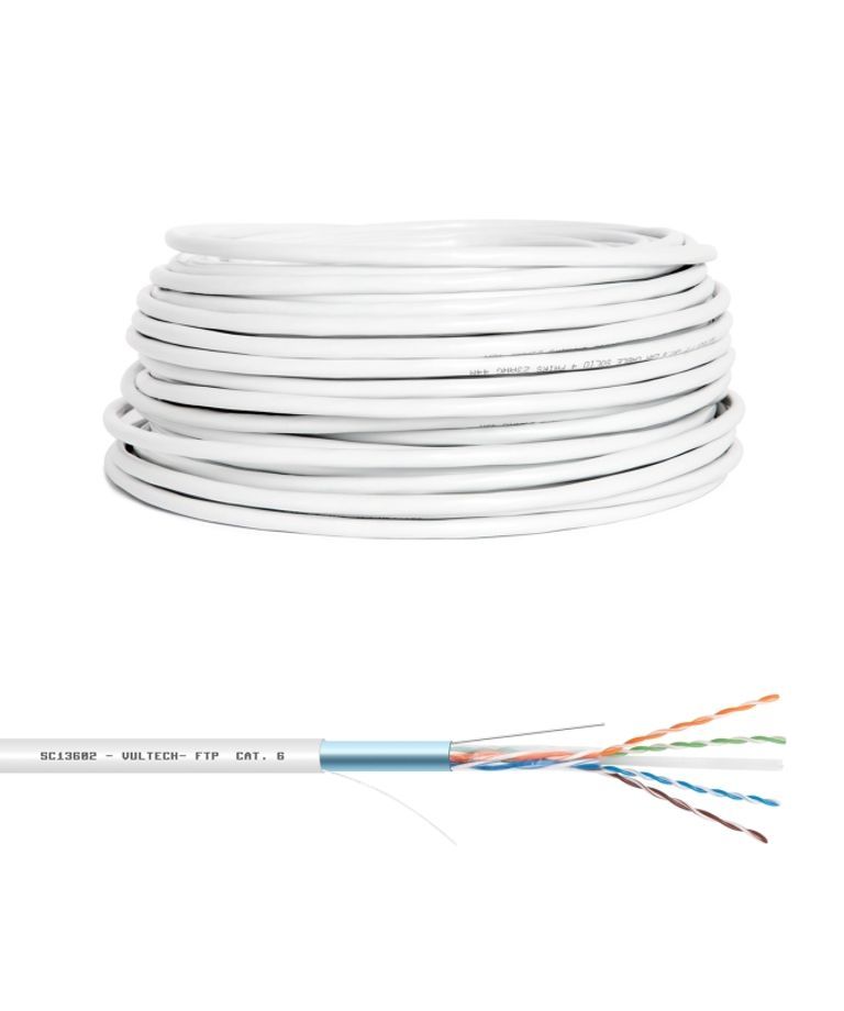 Vultech Cat6 Network Cable, 100m, White (FTP)