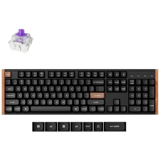 Keychron K10 HE Gaming Keyboard - USB, RF Wireless, Bluetooth, QWERTY English, Black Wood