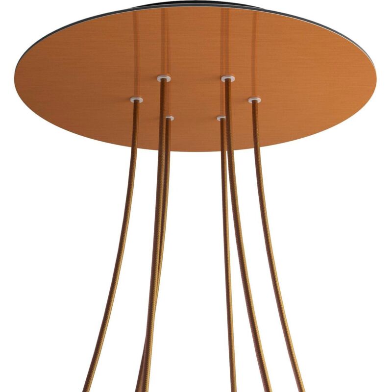 Creative Cables Rose-One XXL Round Rosette, 400mm Diameter with 6 Holes and 4 Side Holes - Satin Copper Dibond, Black