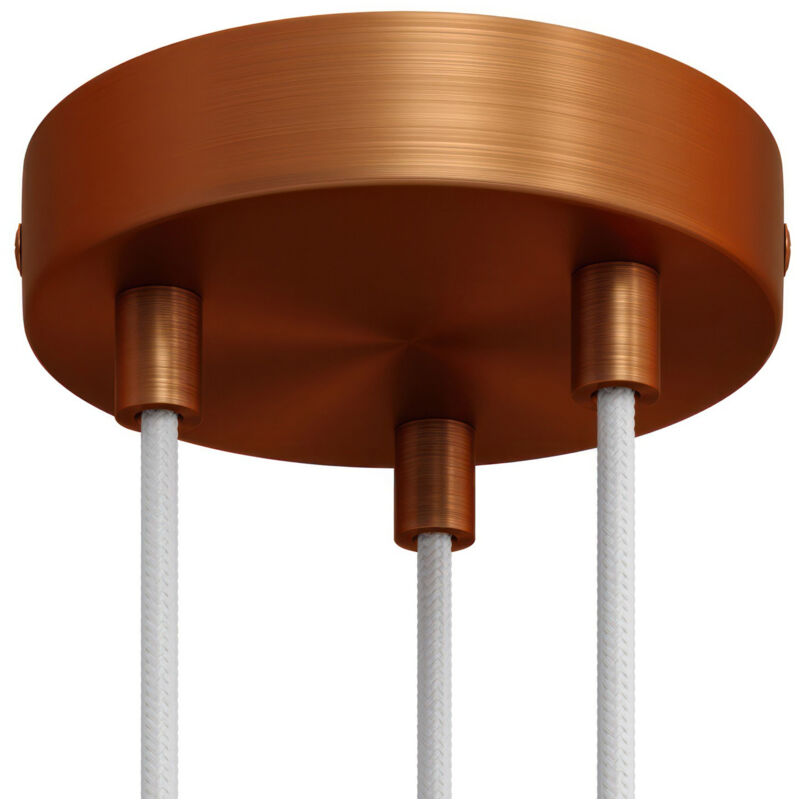 Creative Cables - Metal Rosette Kit with 3 Holes - Cylindrical, Polished Copper