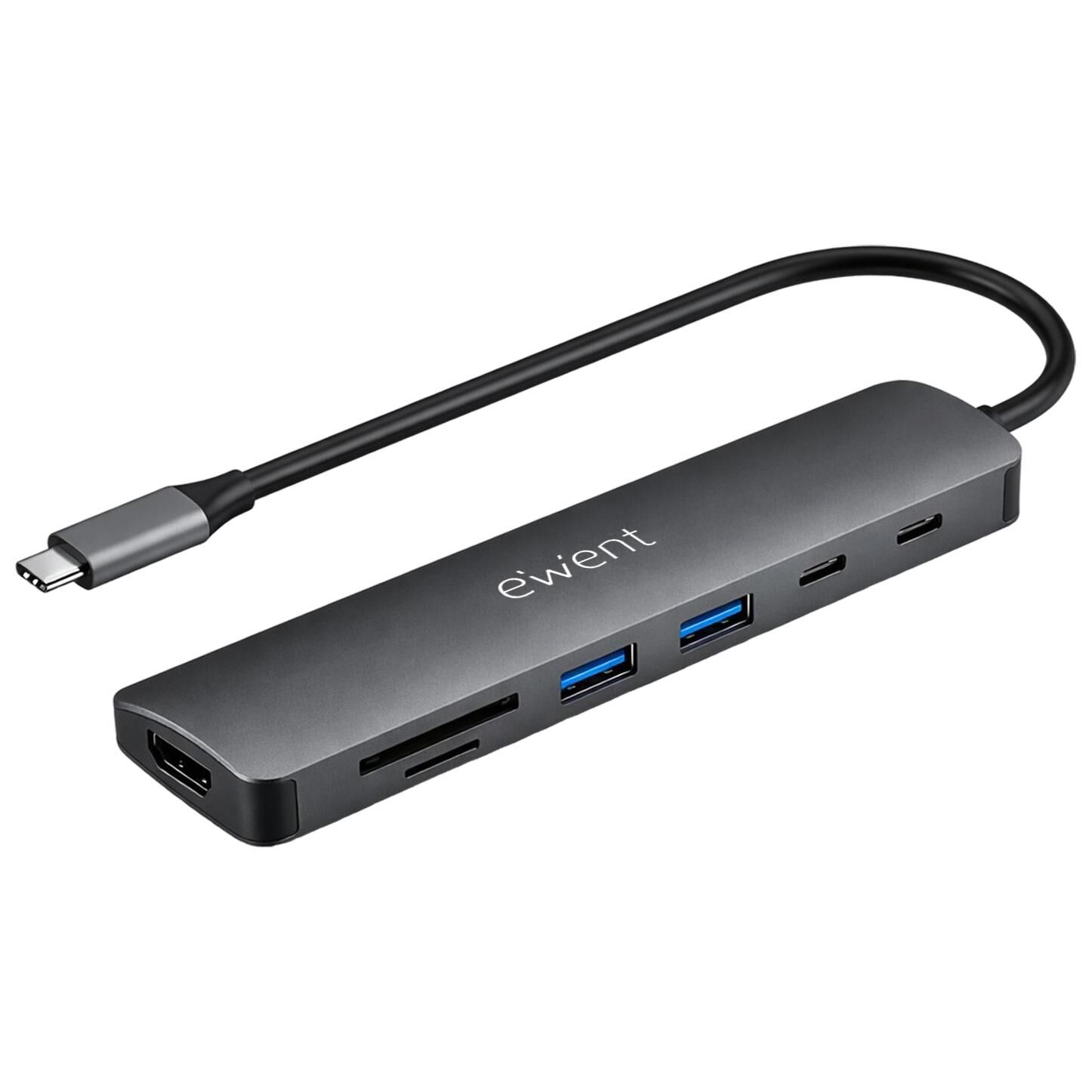 Ewent USB-C 7-in-1 Docking Station (Type-C, Grey)