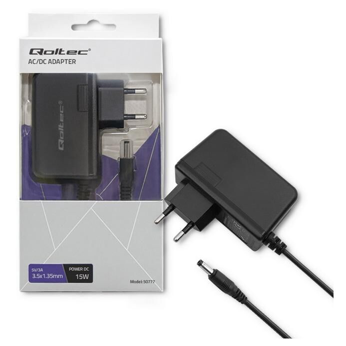 Qoltec 50777 15W Power Adapter and Internal Inverter, Black