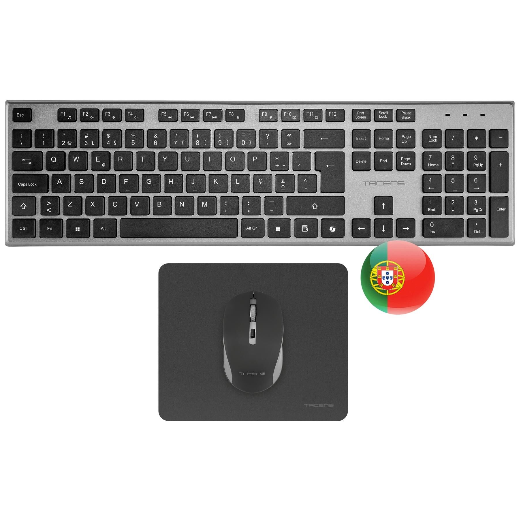 Tacens 6ZENITHPT Wireless Home/Office Keyboard and Mouse Set, QWERTY, Grey
