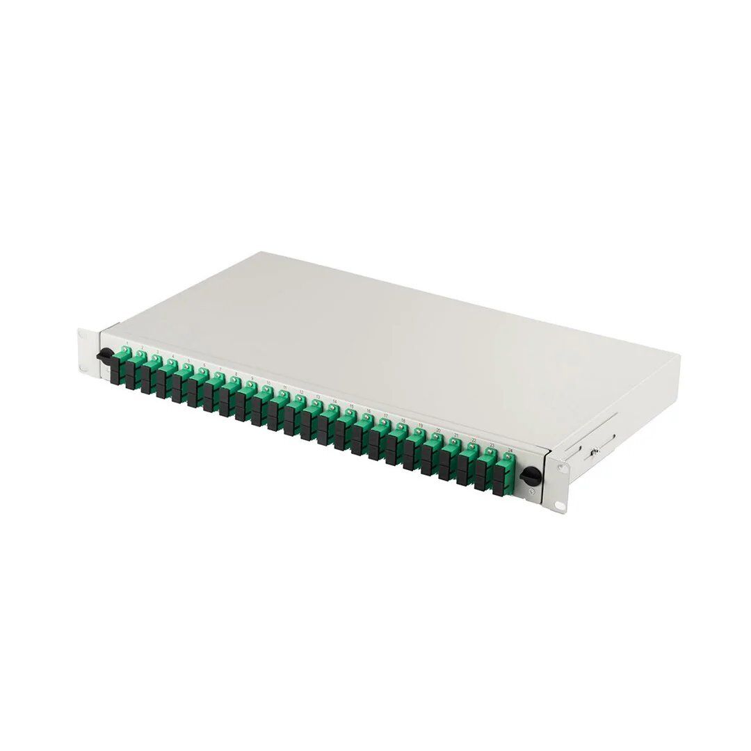 ART 19'' 1U FO Patch Panel (24x SC APC dx OS2 Pigtails, Gray)