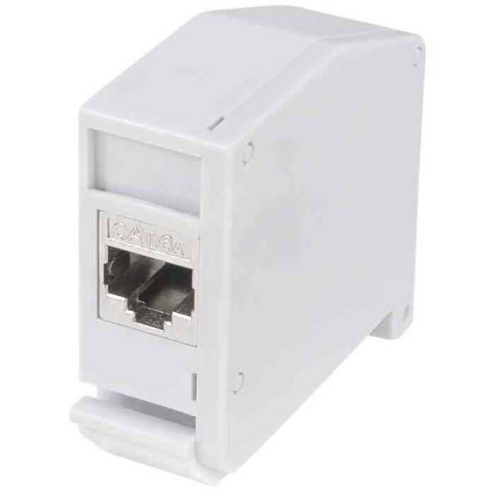 Adaptador de riel DIN LogiLink Profesional con conector Cat.6A blindado y toma RJ45 femenina (2x)