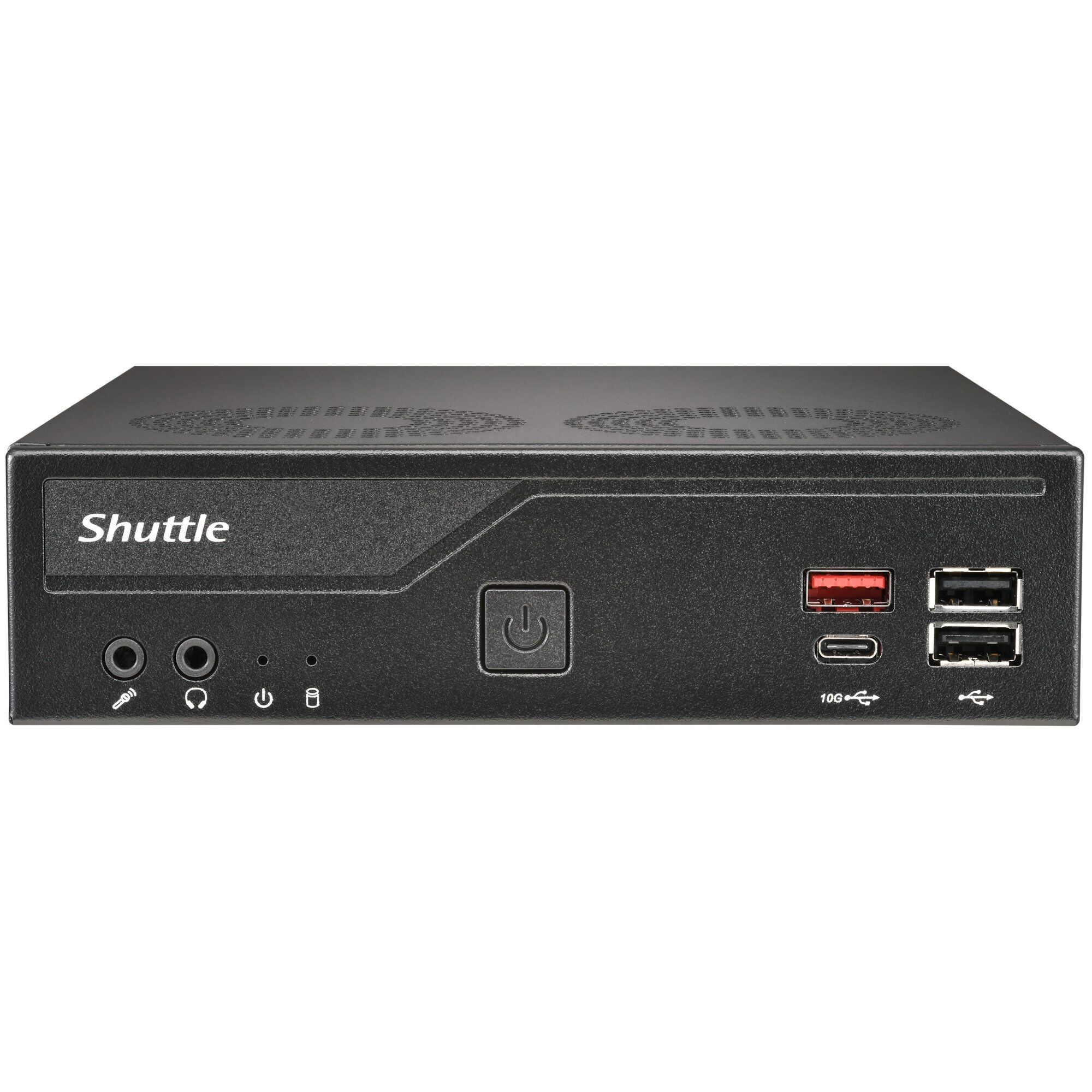 Shuttle Slim PC DH810 - S1851, 1 HDMI 2.1, 1 DP, 1 USB-C (DP), 1x 2.5', 2x M.2, 2x LAN (Intel 1G + 2.5G), 2x COM, VESA Mount