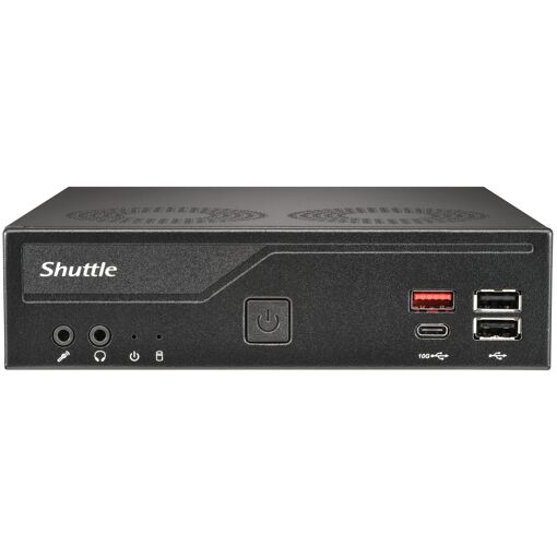 PC barebone Shuttle DH810 - S1851, 1 HDMI 2.1, 1 DP, 1 USB-C (DP), 1x 2,5', 2x M.2, 2x LAN (1G + 2,5G), 2x COM, montaje VESA