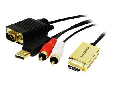Cable de vídeo/audio LogiLink - HDMI macho a 15 pines D-Sub (DB-15), RCA macho x 2 - 2 m