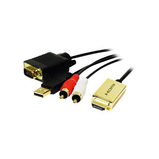 Cable de vídeo/audio LogiLink - HDMI macho a 15 pines D-Sub (DB-15), RCA macho x 2 - 2 m