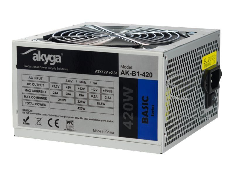 Akyga ATX12V 420W Power Supply - Galvanized Steel