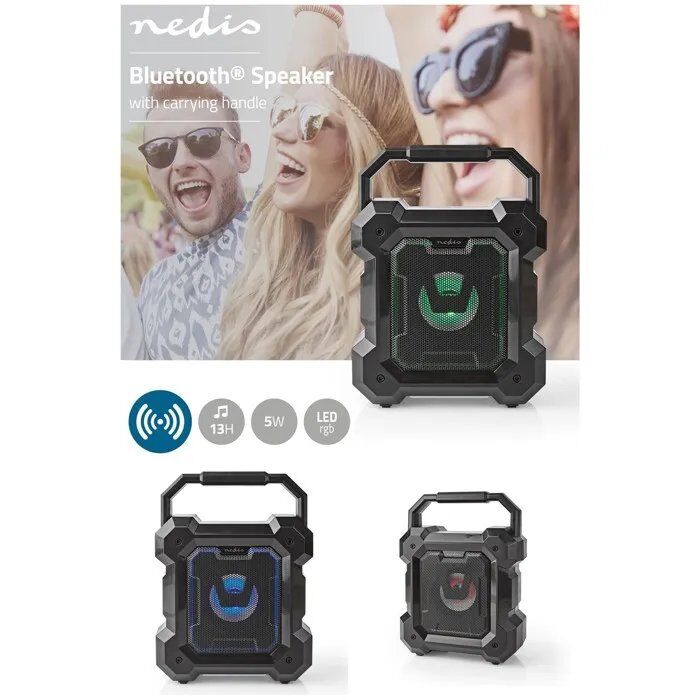 Nedis Amplified Bluetooth Speaker - Mega Bass with USB + Micro USB LED RGB