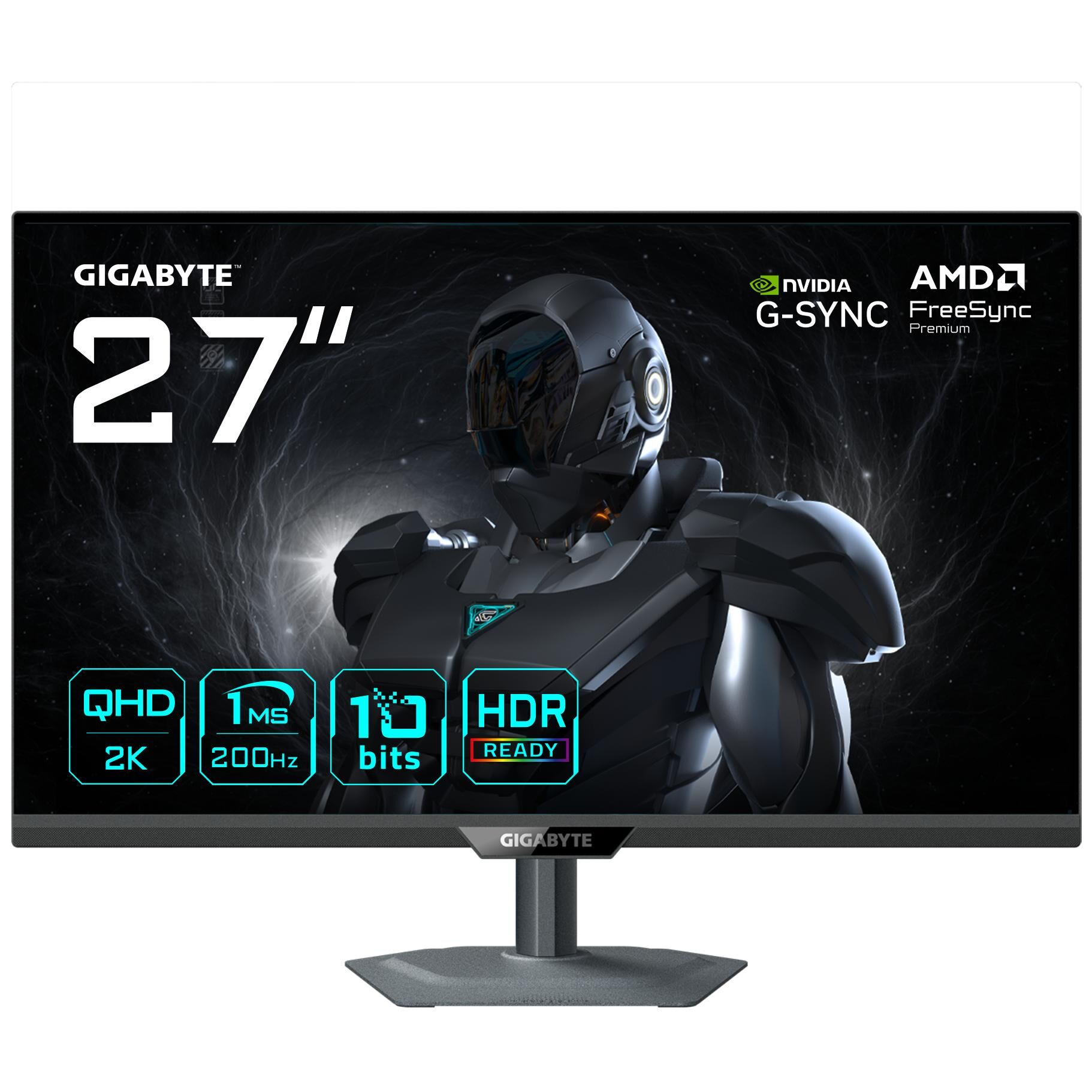 Moniteur de jeu Gigabyte G27Q2 - 27 pouces, 2K QHD, 200 Hz, 1 ms, 350 cd/m², compatible G-Sync, FreeSync Premium, HDR10, HDMI 2.0, DisplayPort 1.4