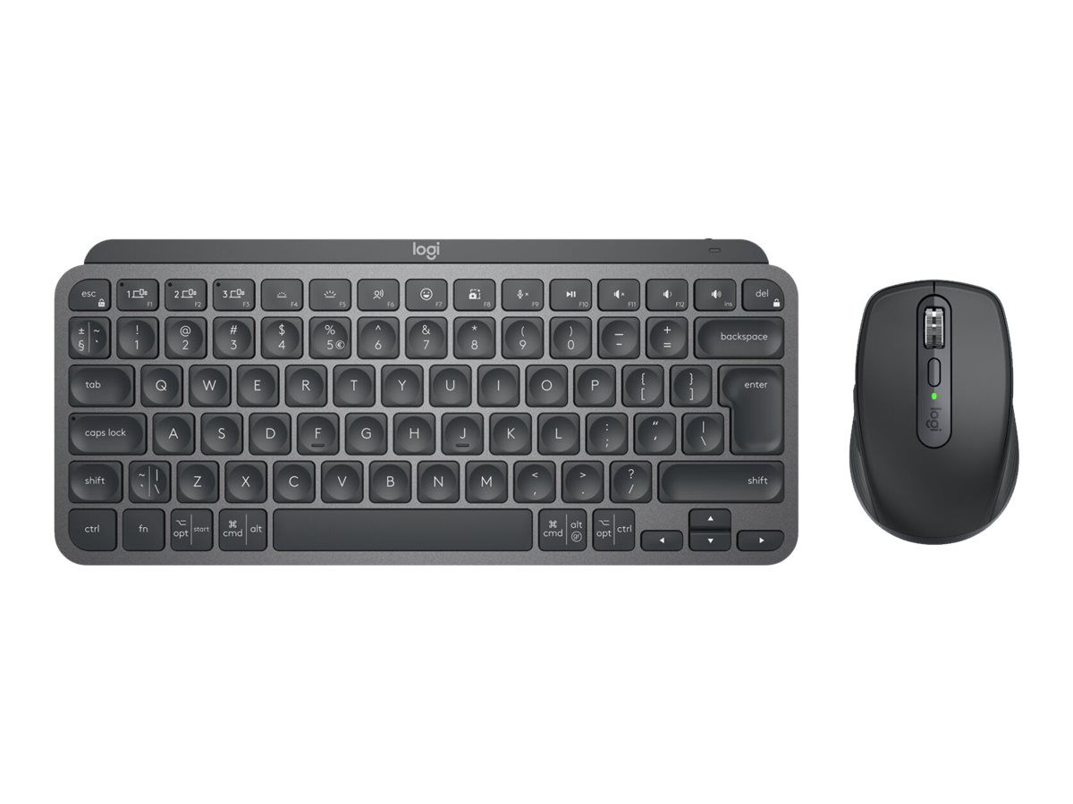 Logitech MX Keys Mini Business Combo - Wireless Keyboard and Mouse Set - Backlit - 2.4GHz, Bluetooth LE - QWERTZ - German - Graphite