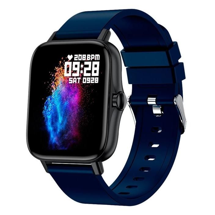 DCU Advance Tecnologic Modern 44mm Smartwatch - Black - Silicone Strap - Navy Blue - 1.7" Display - Bluetooth