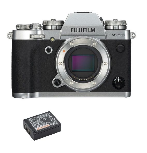 Fujifilm X-T3 26.1MP Hybrid Camera Body Silver + NP-W126S Battery