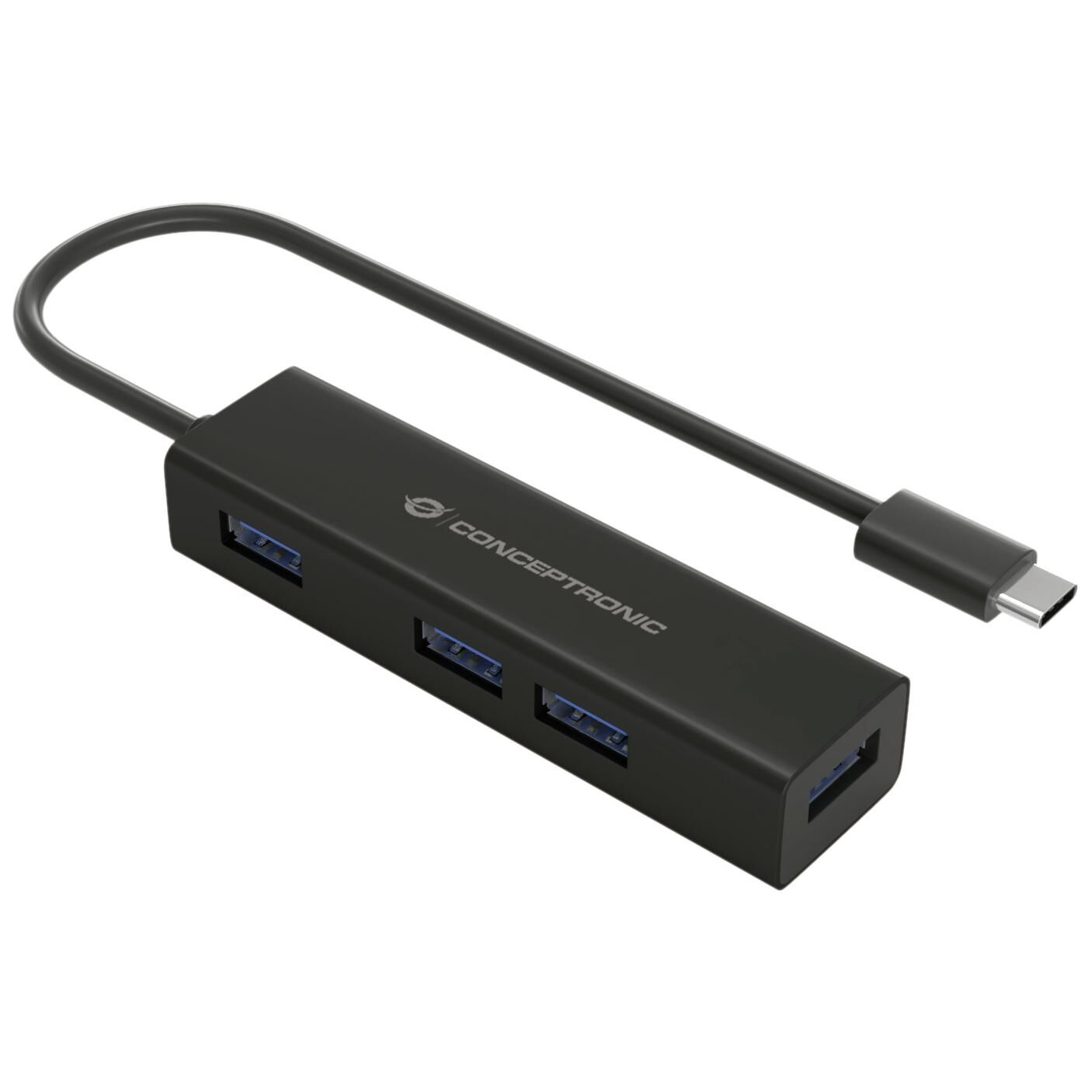 Conceptronic HUBBIES07B USB 3.2 Gen 1 (3.1 Gen 1) Type-C Hub & Adapter, Black
