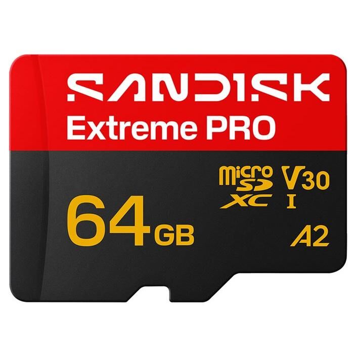 Carte mémoire flash SanDisk Extreme PRO - 64 Go - A2 / Classe vidéo V30 / UHS-I U1 - MicroSDXC UHS-I
