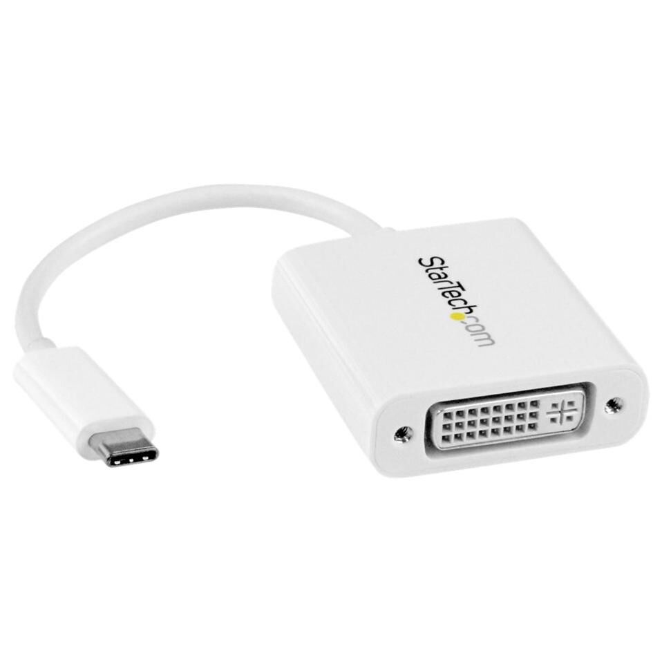 Adaptador de vídeo StarTech USB-C a DVI - Conversor externo - Blanco