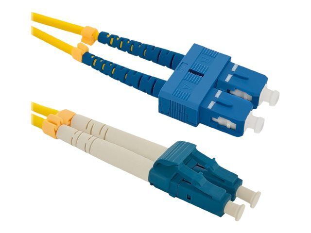 Qoltec Optical Fiber Cable, 2m, SC/UPC to LC/UPC, Duplex, 9/125 µm, G.652D, Halogen-free, Yellow