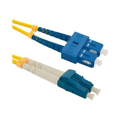 Câble en fibre optique Qoltec, 2 m, SC/UPC vers LC/UPC, Duplex, 9/125 µm, G.652D, Sans halogène, Jaune