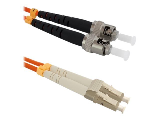 Qoltec LC/UPC Multimode (M) to ST/UPC Multimode (M) Fiber Optic Cable, 2m, Duplex, 50/125 Microns, OM2, Halogen-Free, Orange