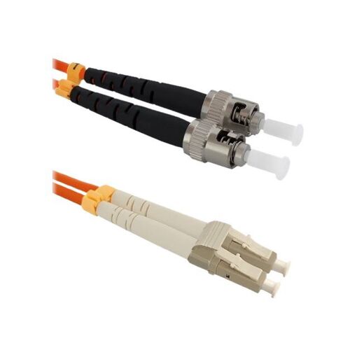 Cable óptico Qoltec LC/UPC multimodo (M) a ST/UPC multimodo (M), 2 m, dúplex, 50/125 micrones, OM2, sin halógeno, naranja